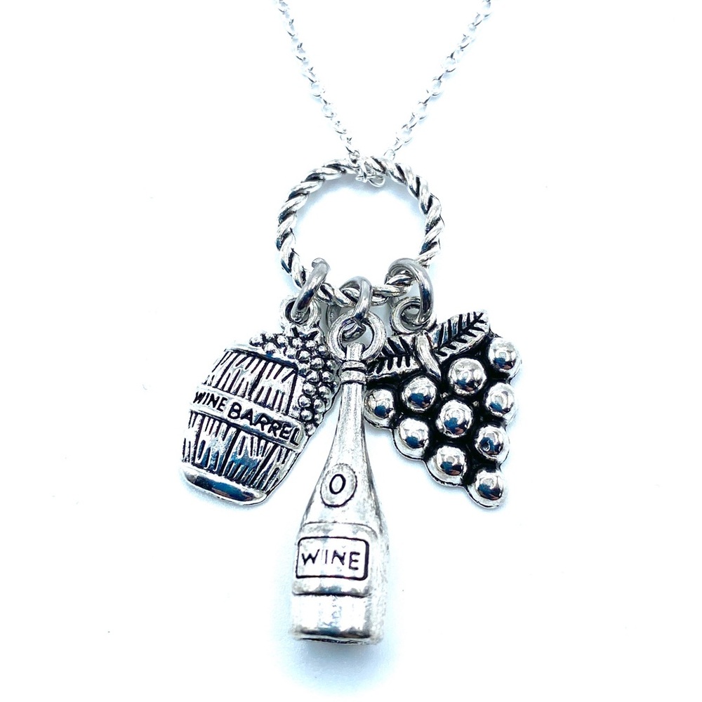 Silver Wine Charm Necklace